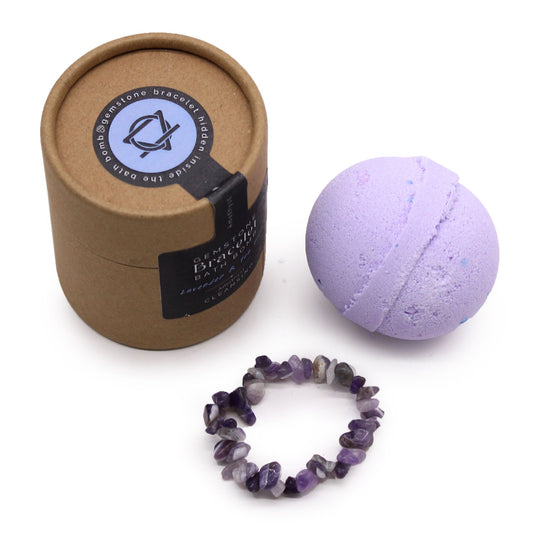 Bomba de Baño + Pulsera de Gemas de Amatista