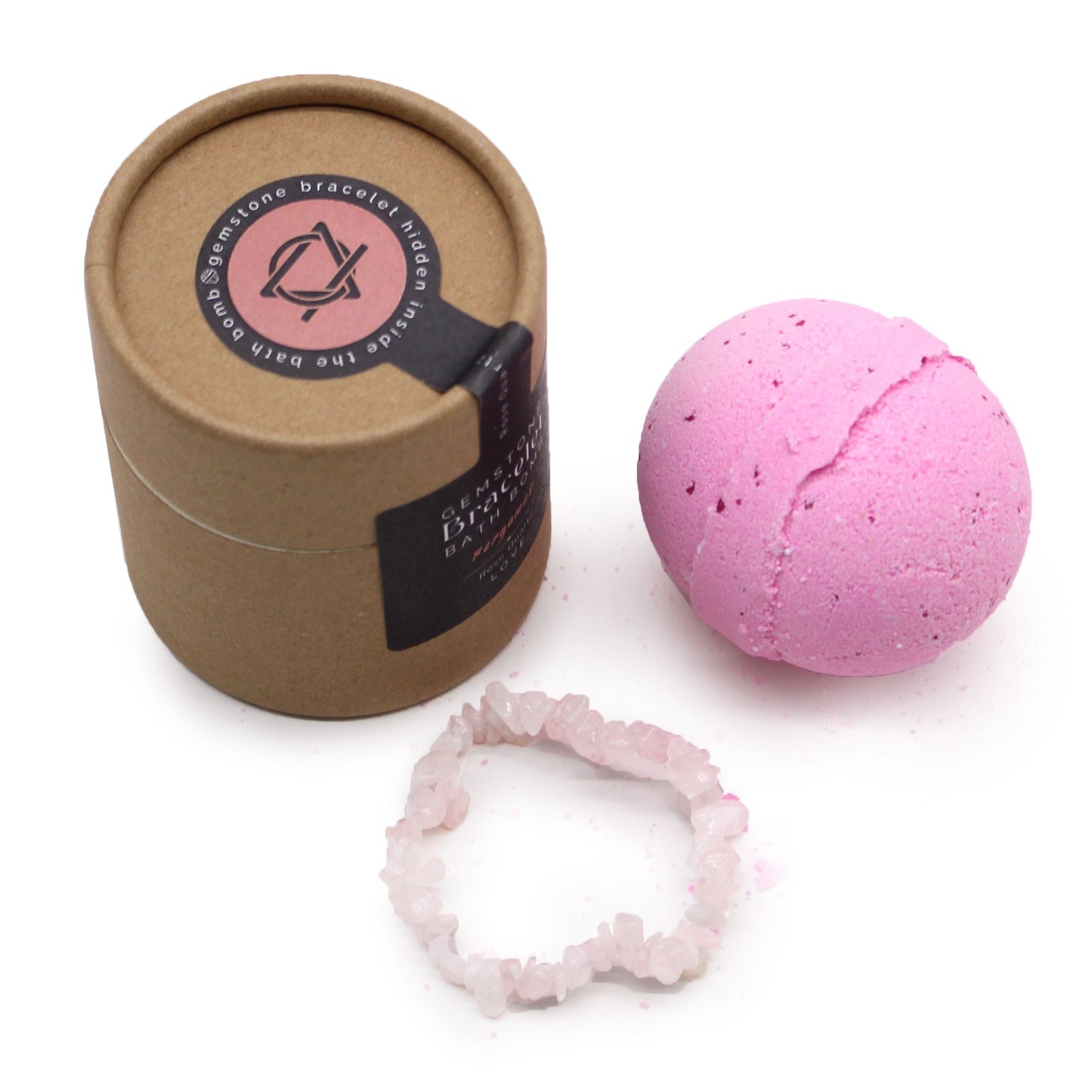 Bomba de Baño + Pulsera de Gemas de Cuarzo Rosa